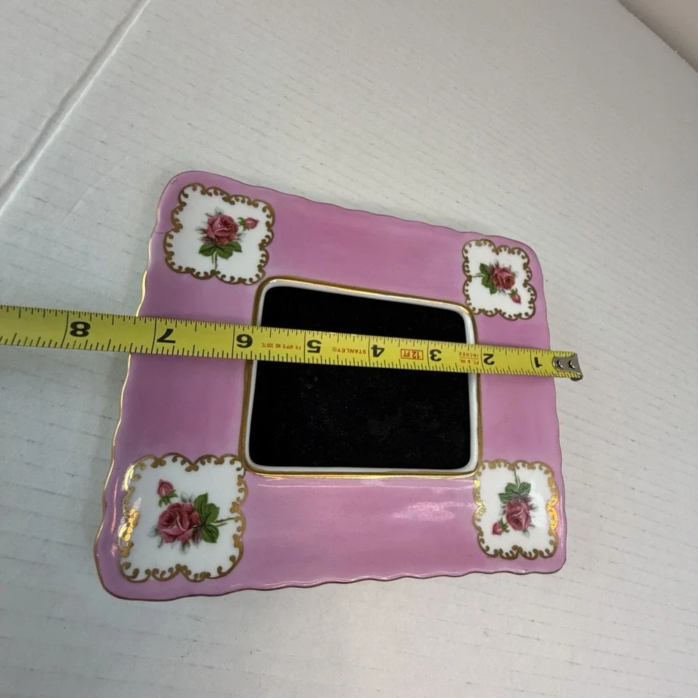 Vintage Victorian Pink Gold Porcelain Picture Frame Floral Cottagecore 7